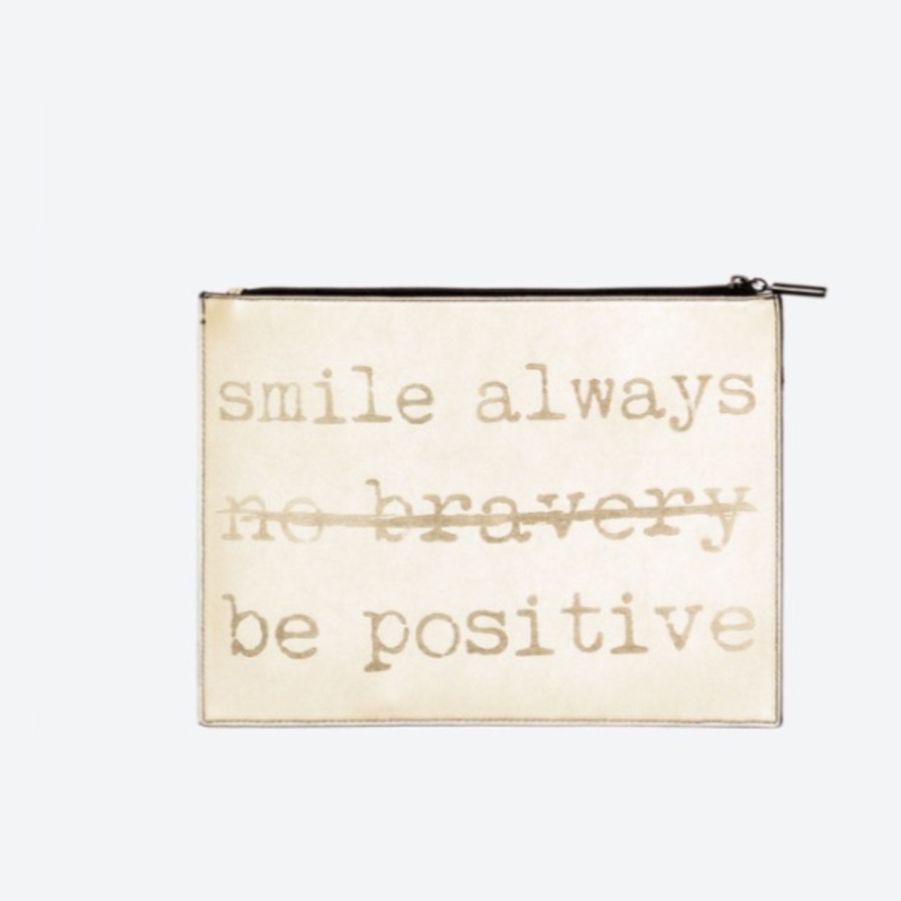 Zara 2014 Gold "Smile Always" Clutch